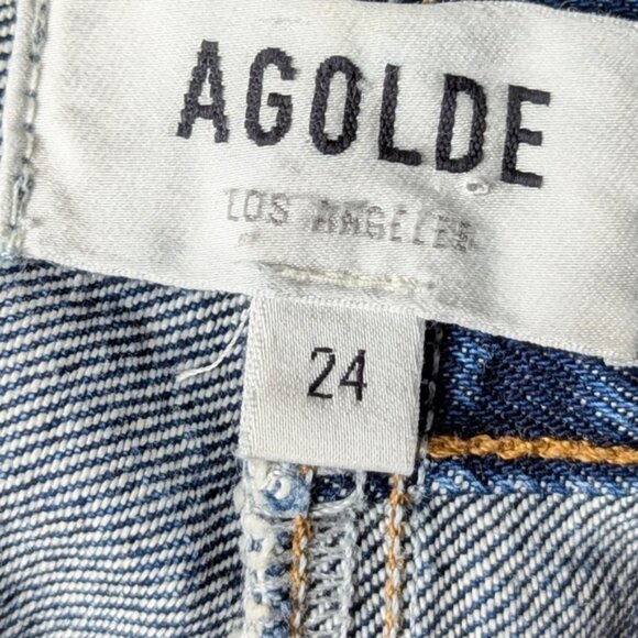 AGOLDE Broken Waistband Jeans Baggy Straight Leg Intrigue Blue 24 - Picture 14 of 15
